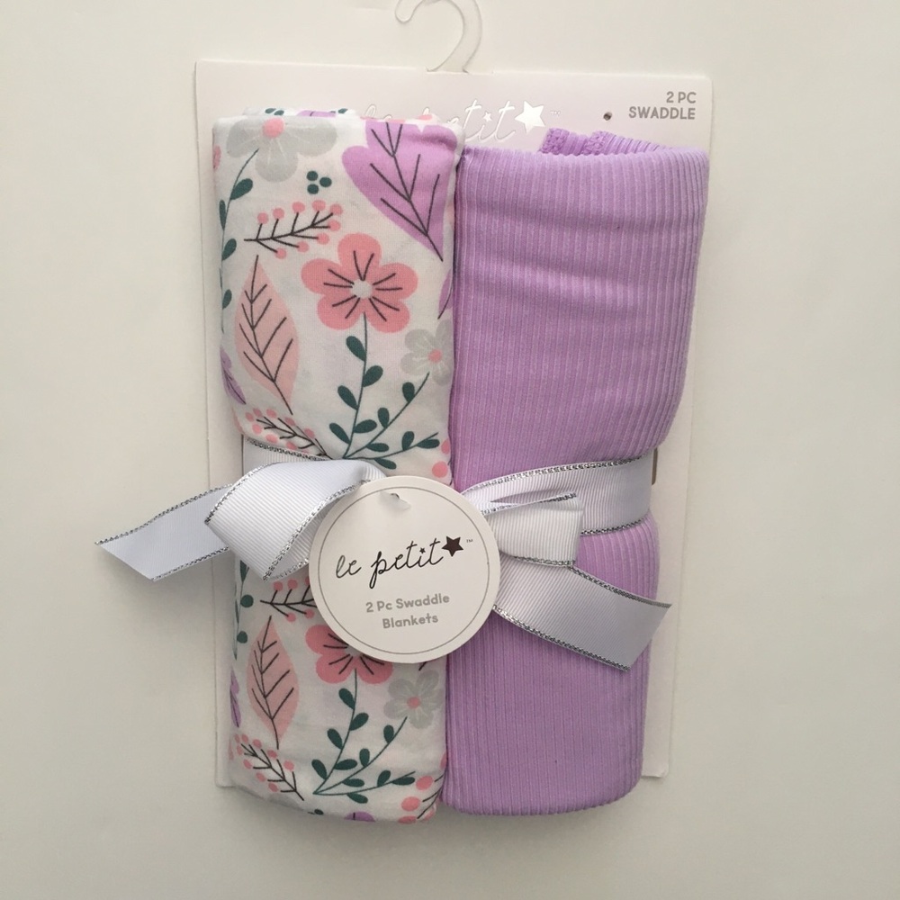 Soft Baby Blankets Multipurpose Purple & Floral Print Baby Gift NEW | Le Petit